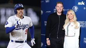 Freddie Freeman's wife Chelsea Freeman reacts to husband's game-tying double that propels the Dodgers to victory