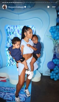 Lopez poses with her two kids (Image: Yasmine's Instagram)