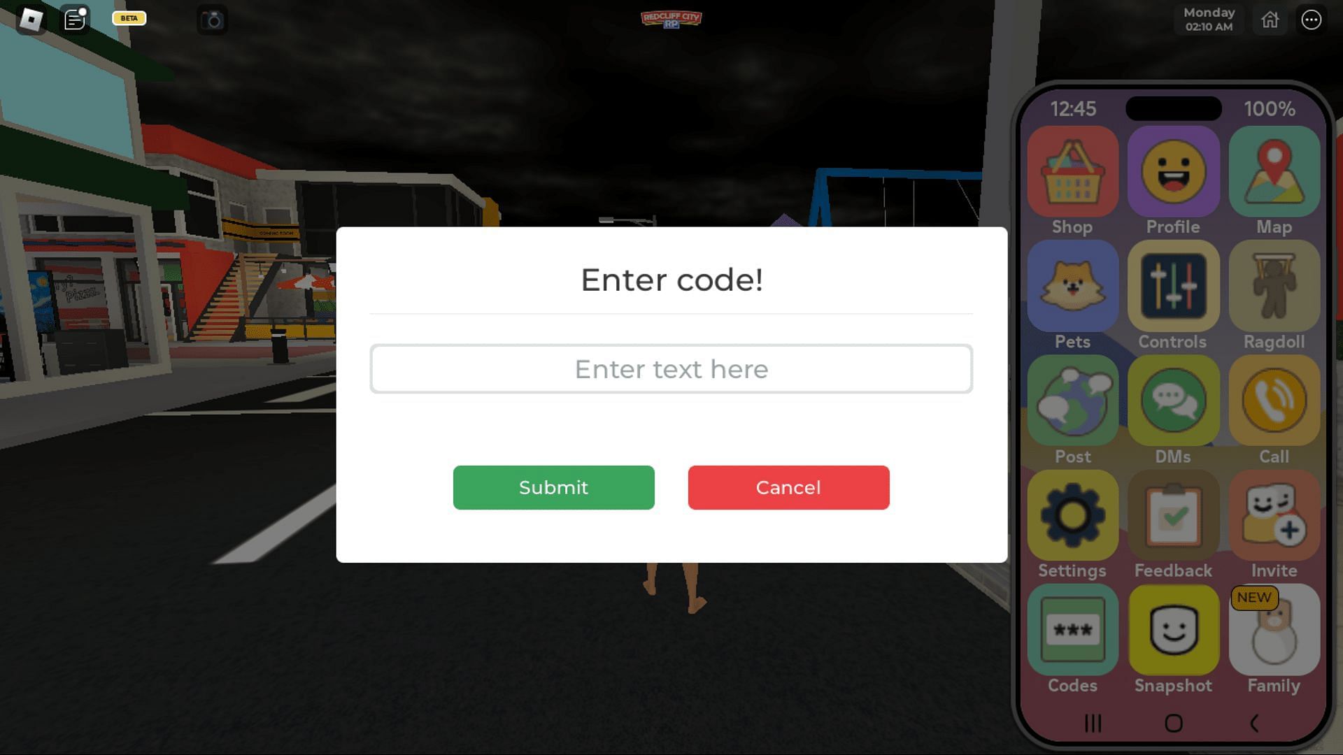 Redeem codes for Redcliff City RP (Image via Roblox)