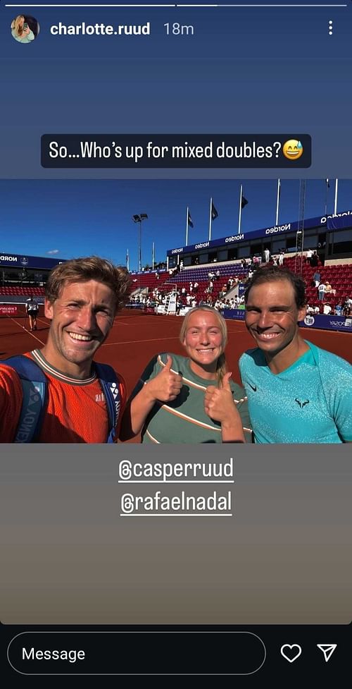 Charlotte Ruud's Instagram Story. (Source: Instagram @charlotte.ruud)