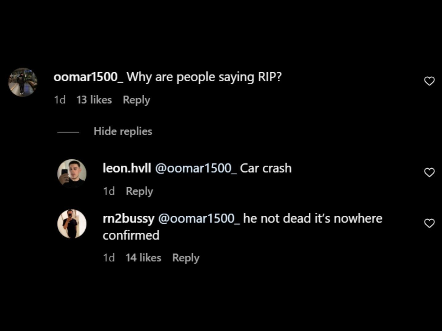 Fans wonder if the YouTuber is dead as R.I.P. comments surface on his Instagram post. (Image via Instagram/@bijouxmedusa)