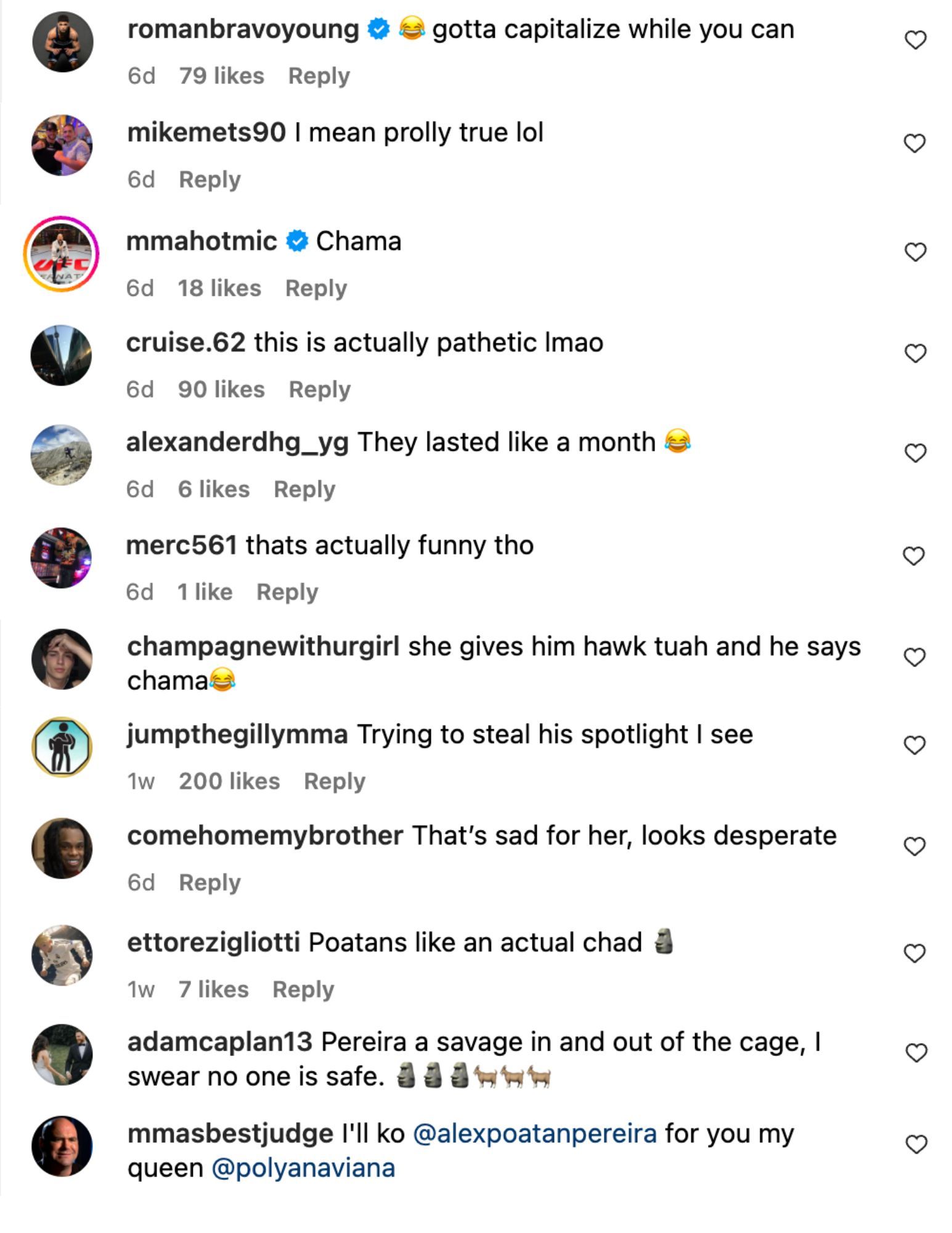 Fans reacting to Polyana Viana at UFC 303. [via @fullsend_mma on Instagram]