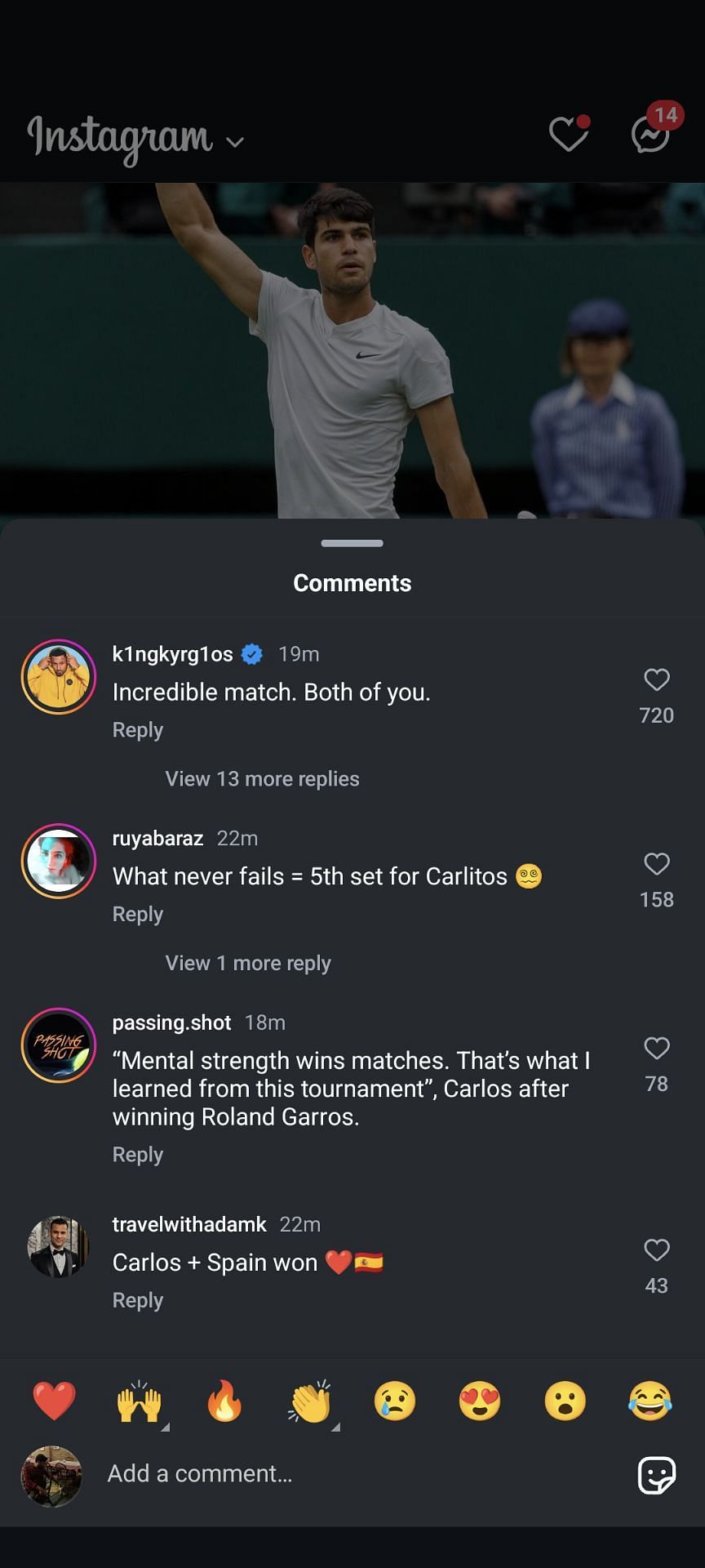 Nick Kyrgios reaction to Frances Tiafoe and Carlos Alcaraz&#039;s match