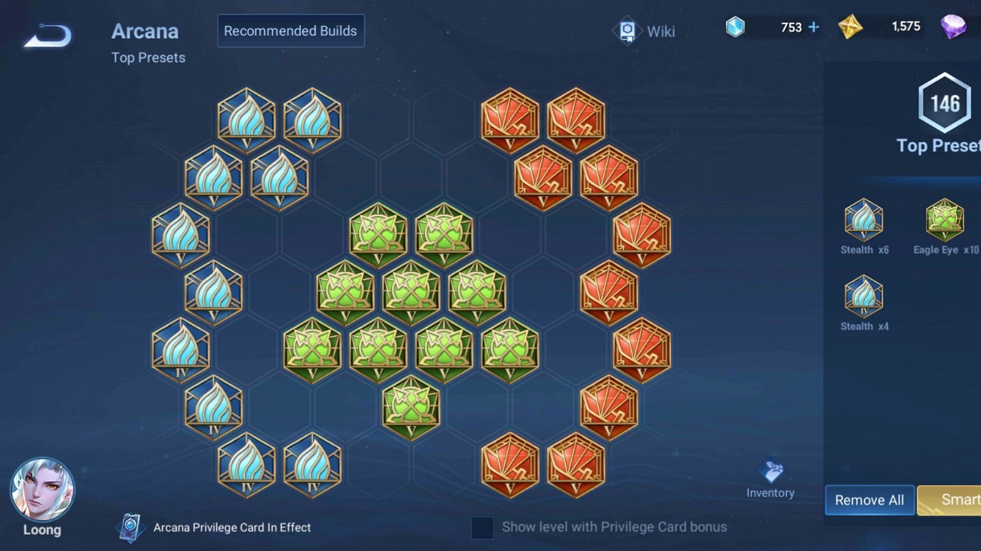 Recommended Arcanas for the best Loong build (Image via Level Infinite)