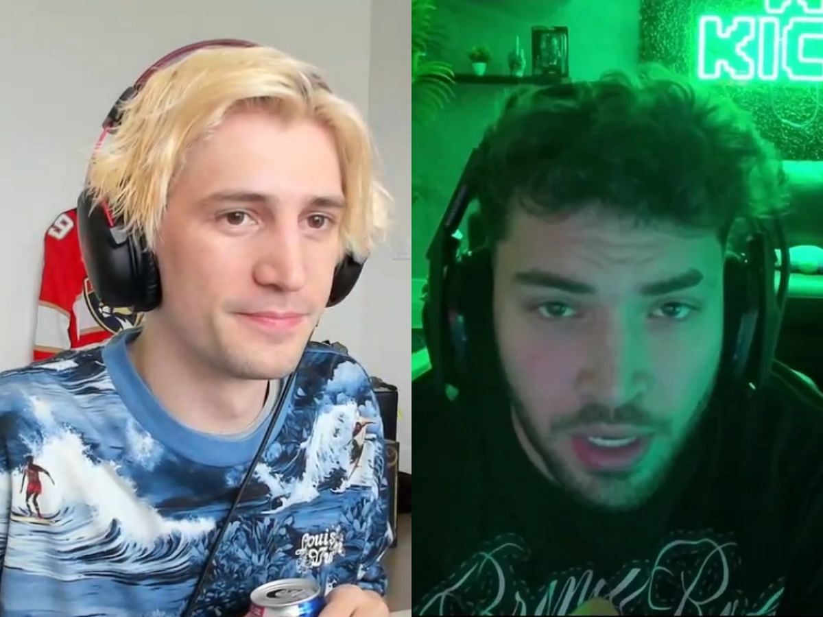 xQc receives a call from Adin Ross during his stream (Image via Twitch/xQc and Kick/Adin Ross)