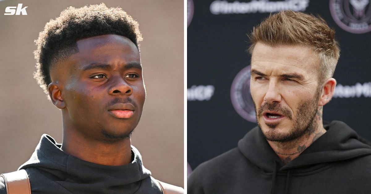 Arsenal star Bukayo Saka reacts to receiving praise from David Beckham 