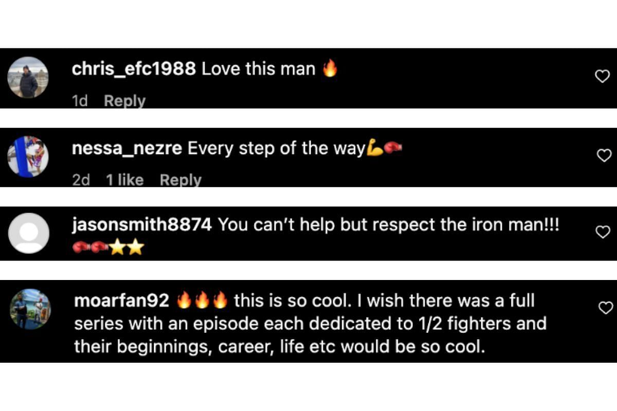 Screenshot of fans&#039; comments