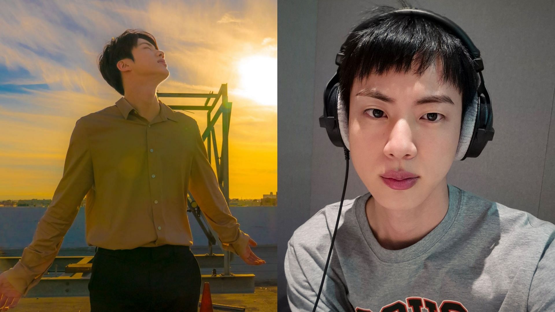 Fans react as BTS Jin shares a Weverse update from studio  (Image via @bts_twt/X and Weverse)