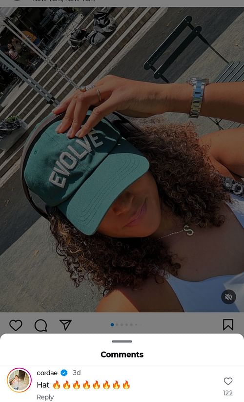 Cordae reacts to Osaka's Instagram post; (Source - https://www.instagram.com/naomiosaka/)