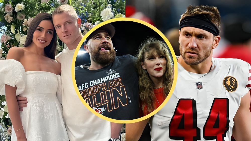 Kyle Juszczyk draws similarities between Travis Kelce &amp; Taylor Swift and Christian McCaffrey &amp; Olivia Culpo (Image Source: Kyle Juszczyk/Instagram and Olivia Culpo/Instagram)