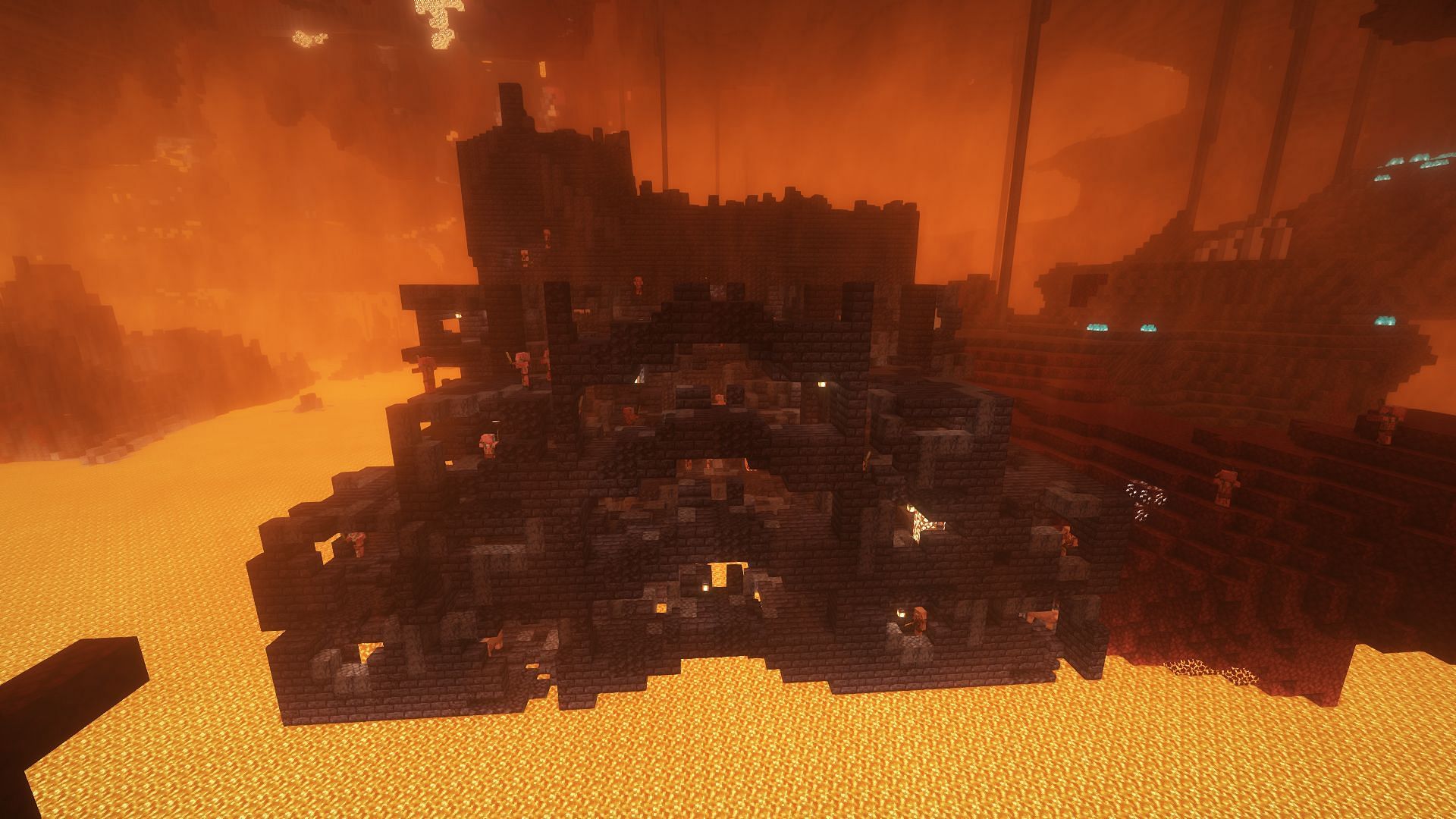 Minecraft bastions are some of the best structures for finding gold (Image via Mojang)