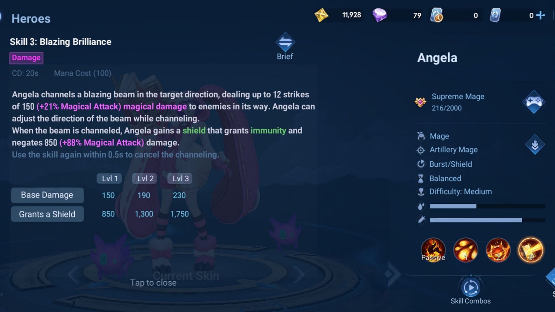 Angela&#039;s Ultimate Skill details. (Image via Level Infinite)