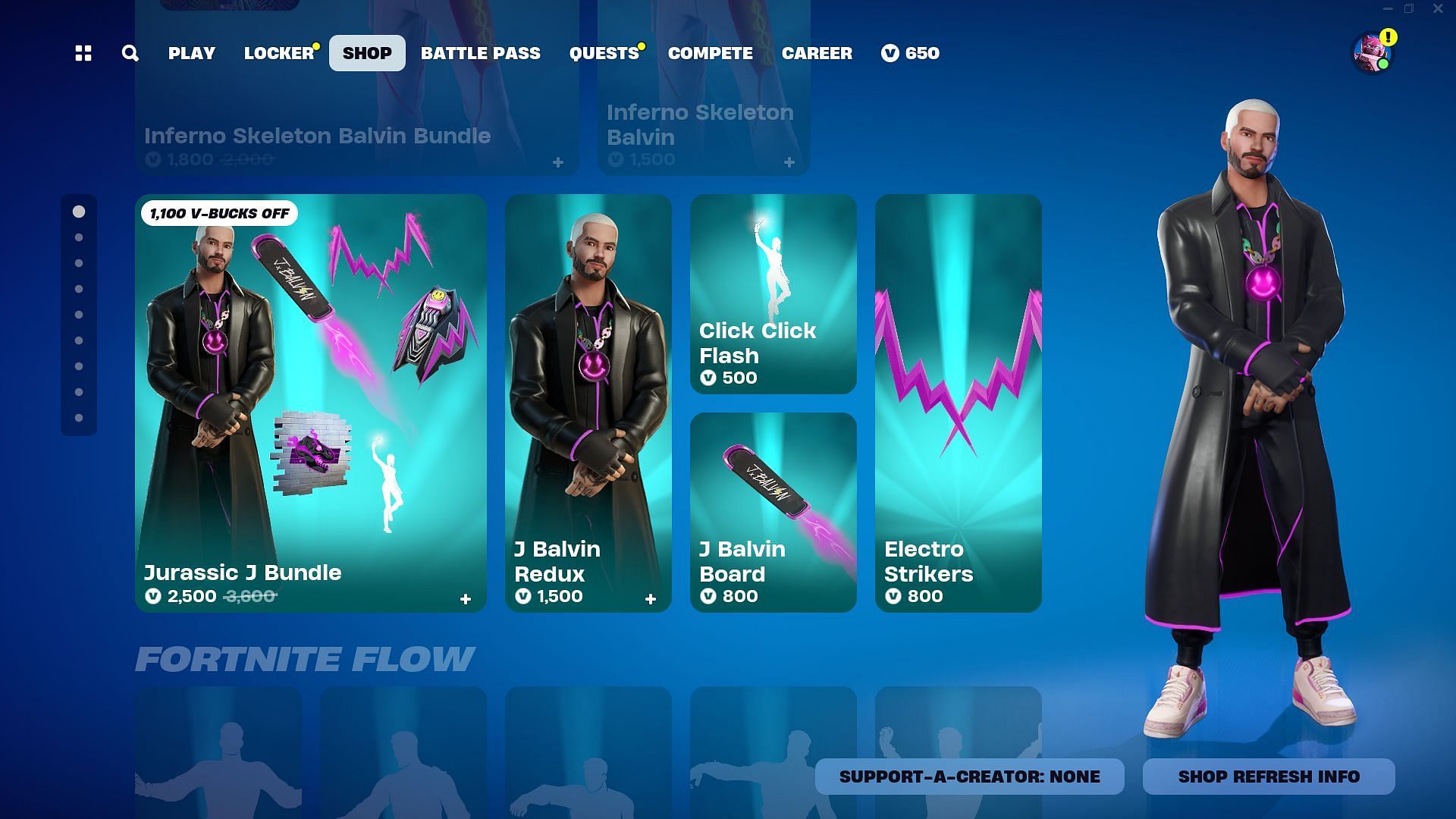 J Balvin Redux can be purchased separately in Fortnite (Image via Epic Games)