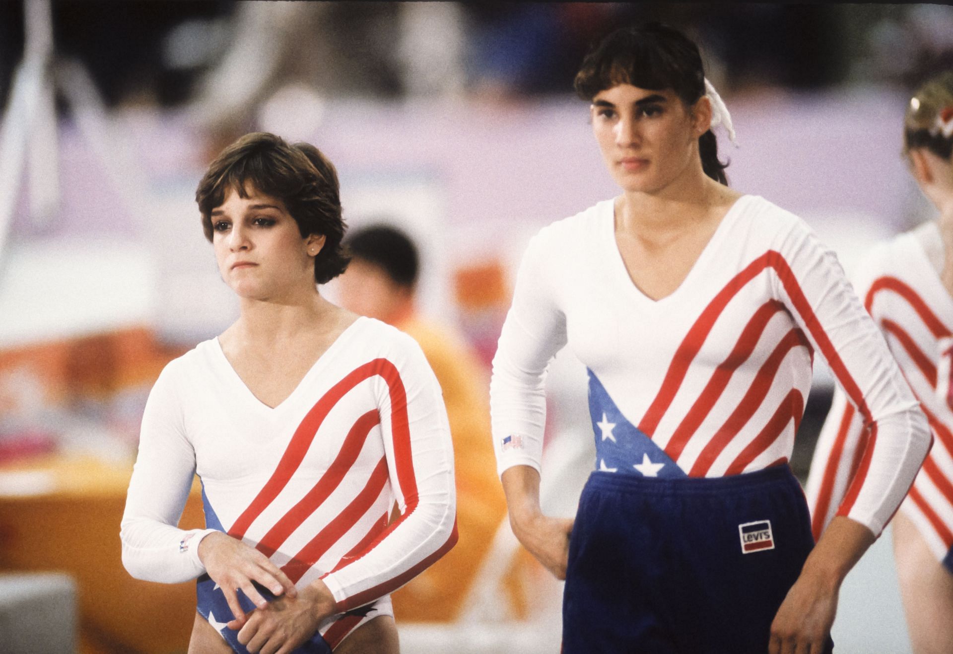 Getty Mary Lou Retton and Tracee Talavera of the USA prepare during the 1984 Summer Olympic Games in Los Angeles, California. (Photo by Getty Images)