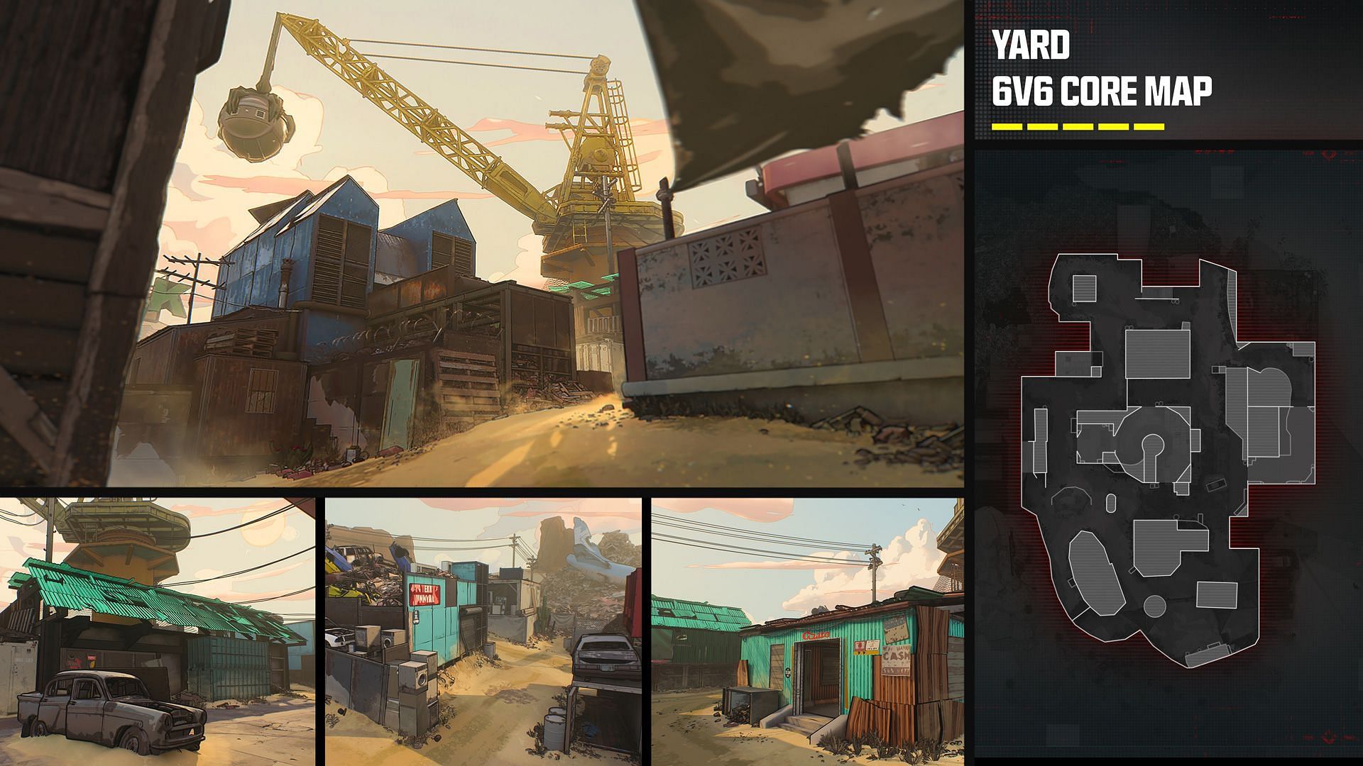 Schematics of the new Yard map in Modern Warfare 3 Season 5 (Image via Activision)