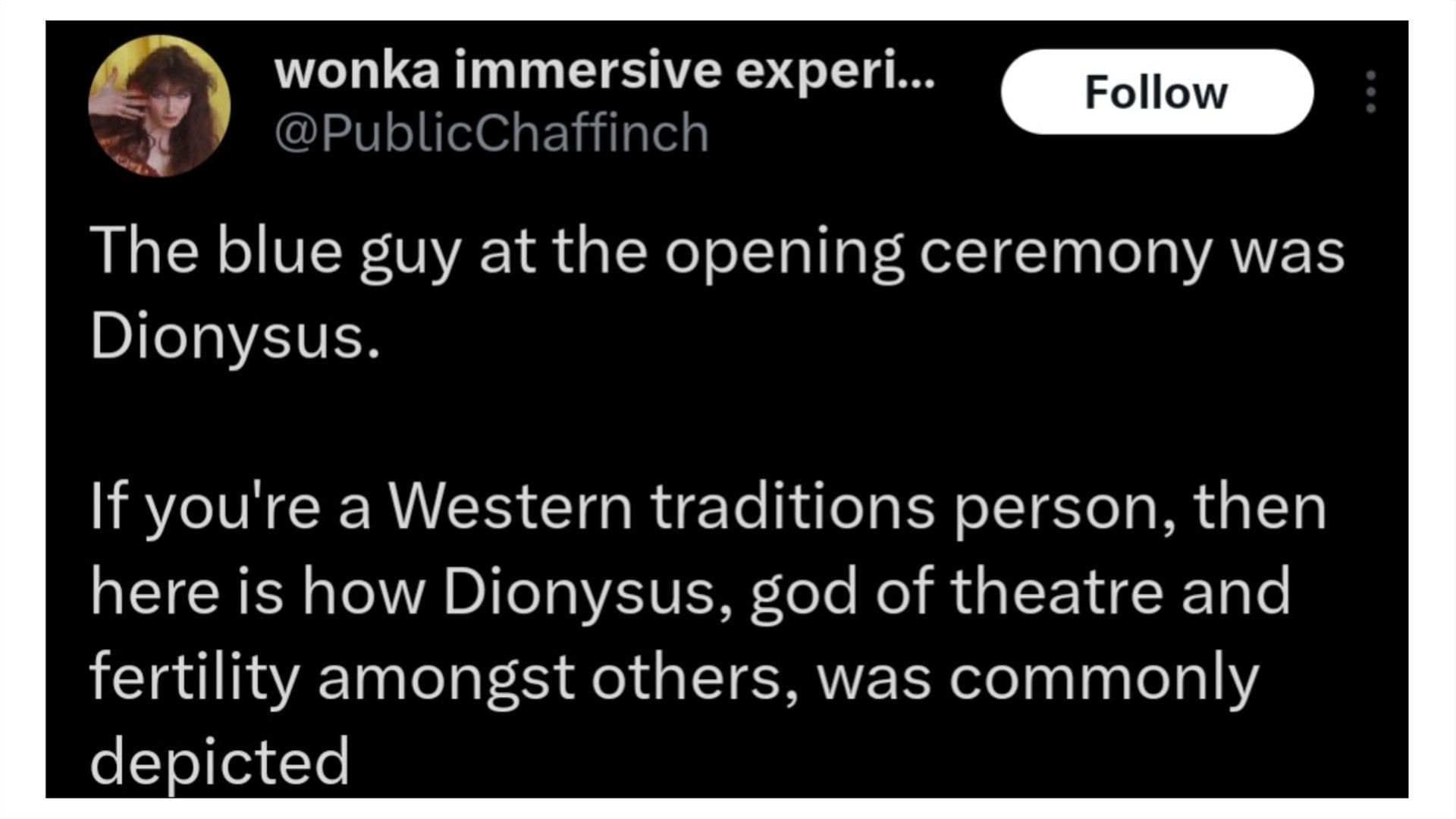 Dionysus was reportedly the god of theater and wine (Image via X/@PublicChaffinch)