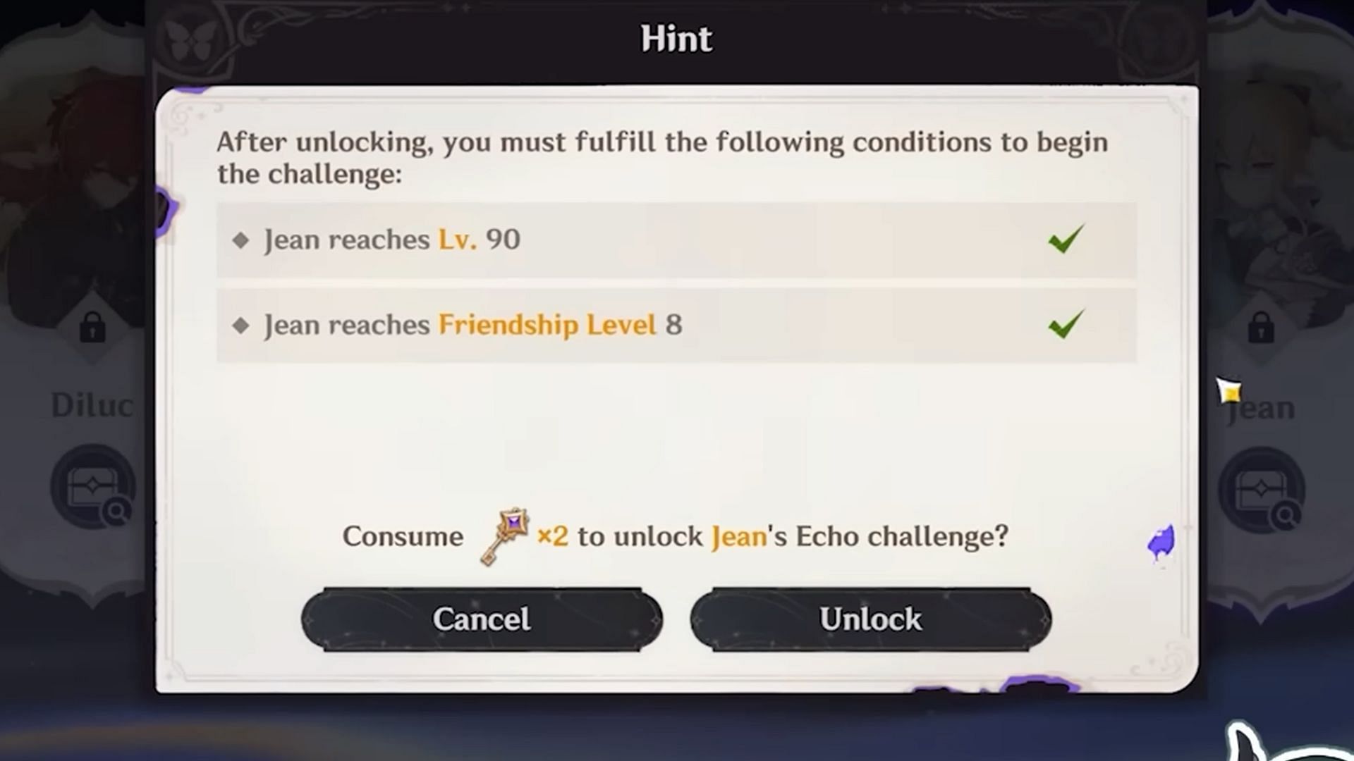 Specific conditions must be met to start the character challenge. (Image via HoYoverse)