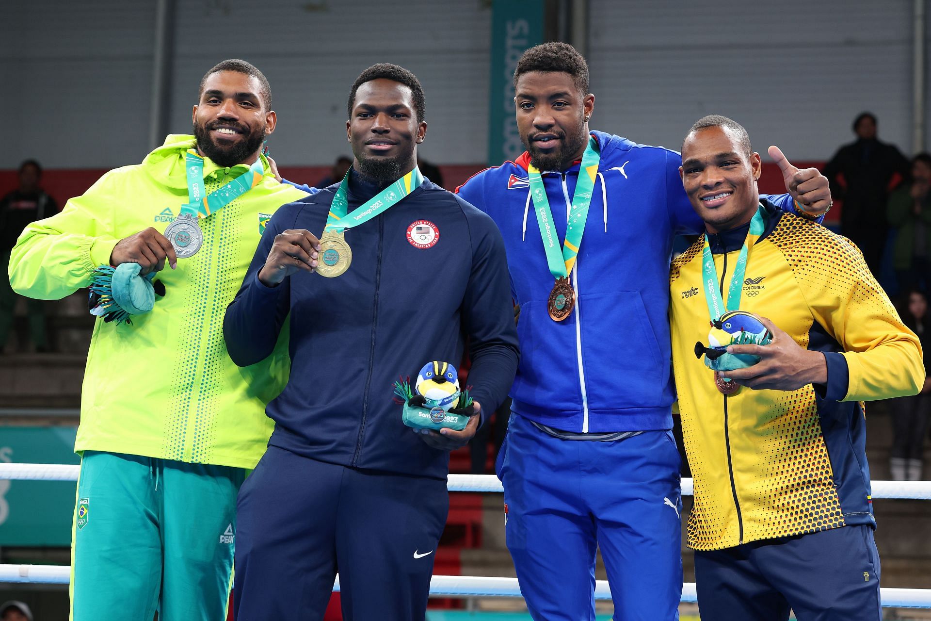 Joshua Edwards [2nd from Left] with other medalists at the Pan Am Games 2023 [Image Source: Getty]