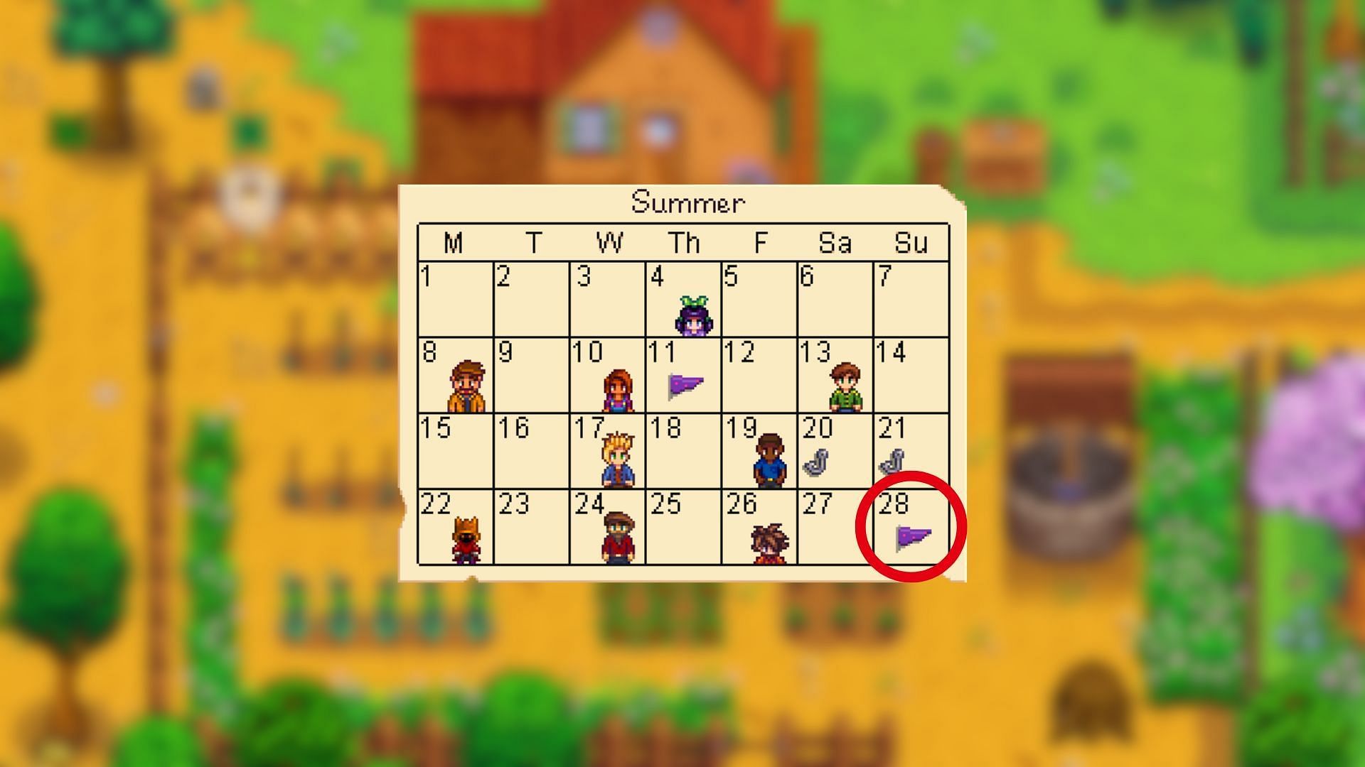 The event takes place on the night of Summer 28 (Image via ConcernedApe)