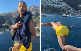 [Watch] "Ve marjaaniyan" - Shikhar Dhawan shows off his dance moves before jumping into the sea in Italy