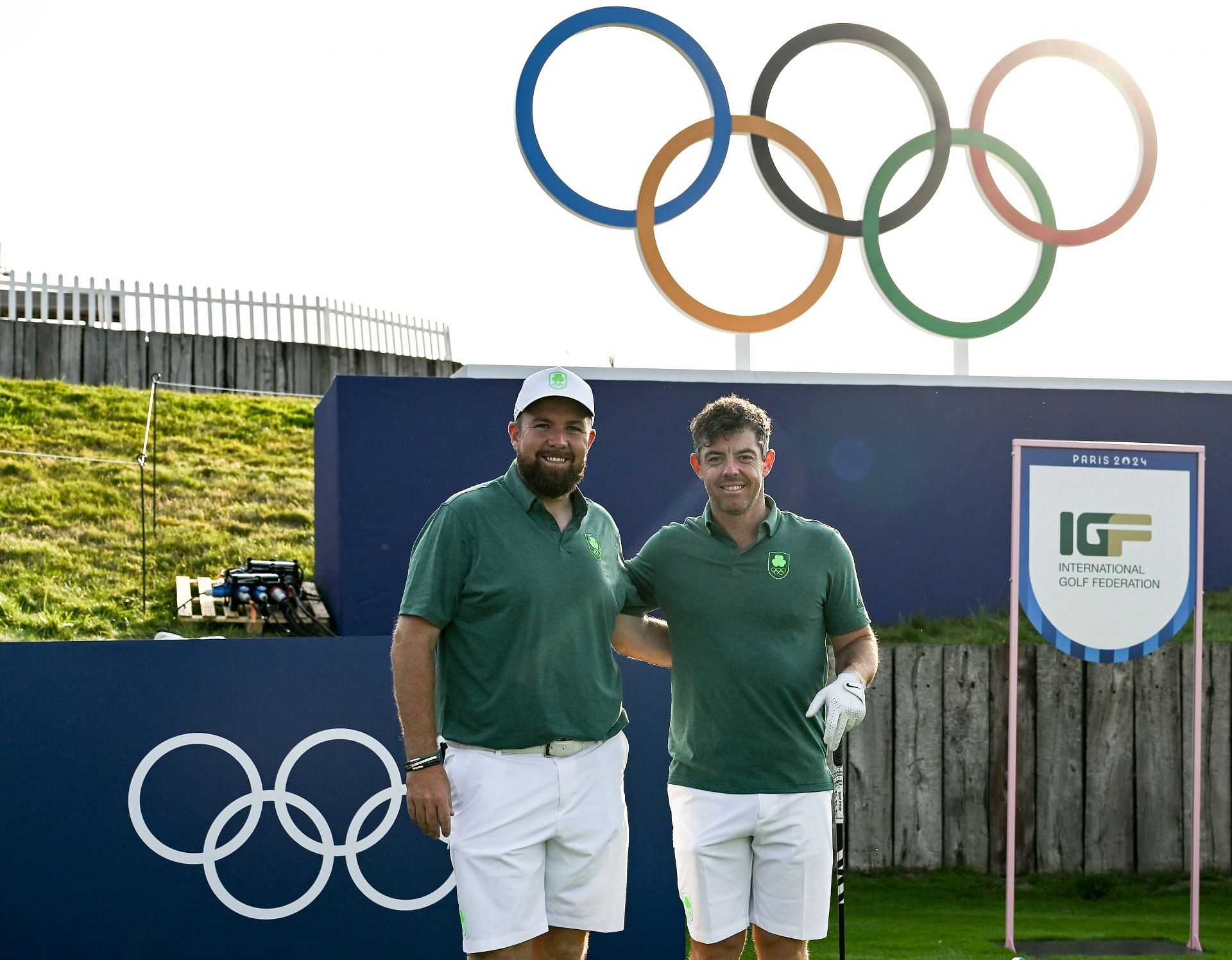 Shane Lowry [L] and Rory McIlroy [R] of Team Ireland | Brendan Moran/Sportsfile via Getty