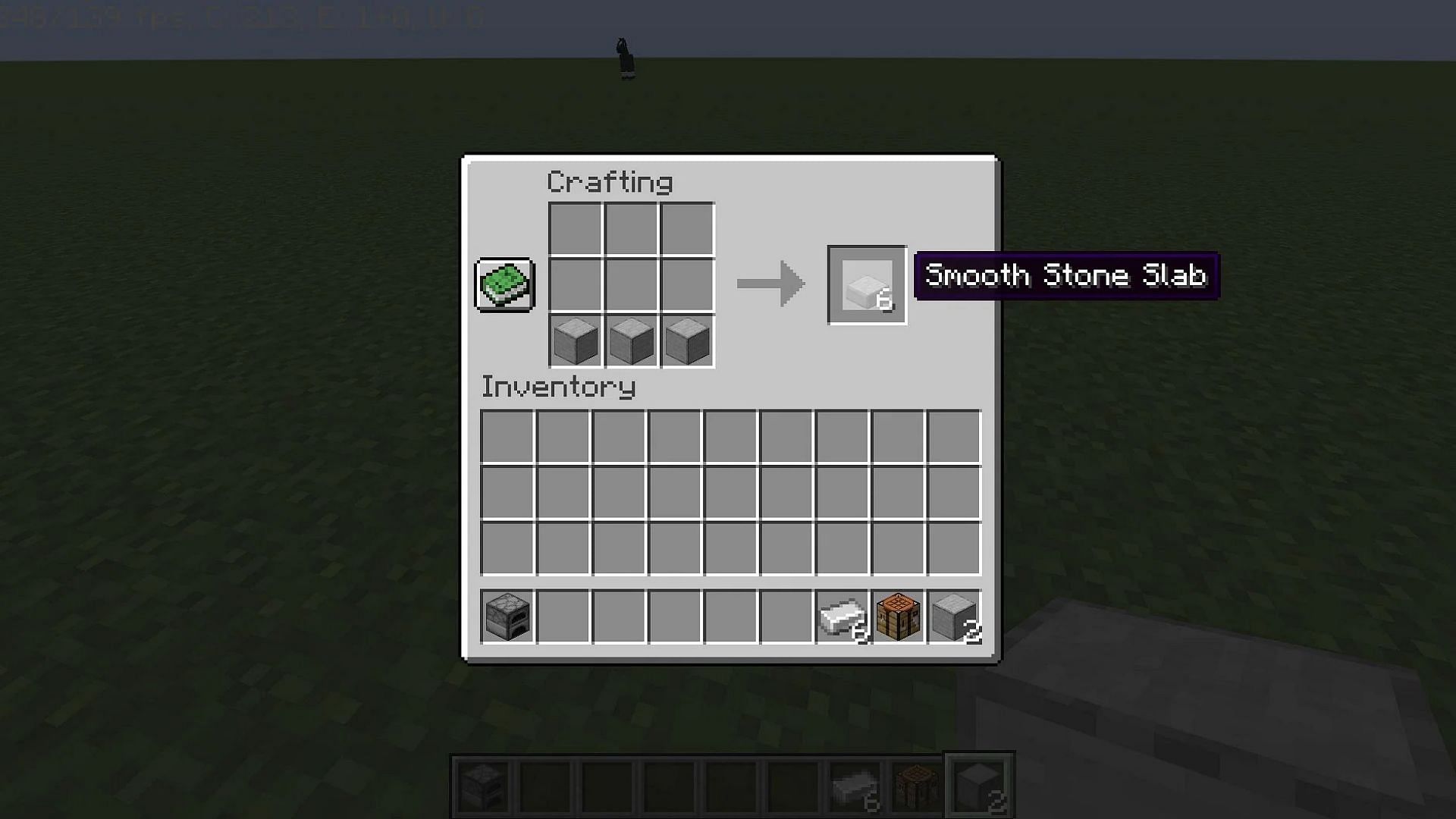 Smooth stone slab crafting recipe (Image via Mojang Studios)