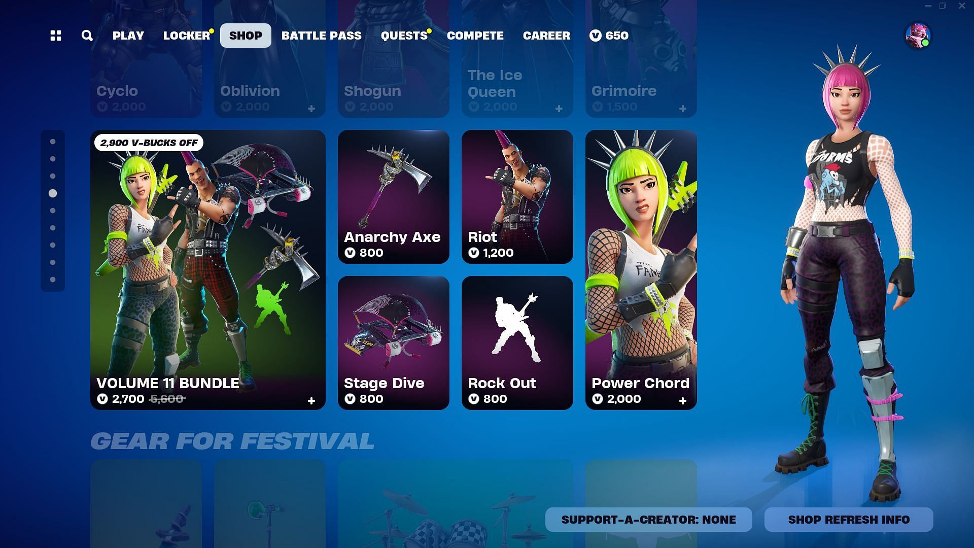 You can now purchase Power Chord and Riot skins in Fortnite (Image via Epic Games)