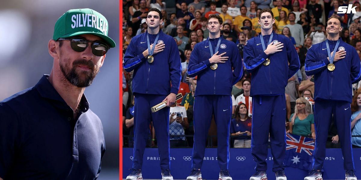 Michael Phelps congratulates Team USA swimmers for stellar performances on Day 1 of Paris Olympics. (Images by Getty)