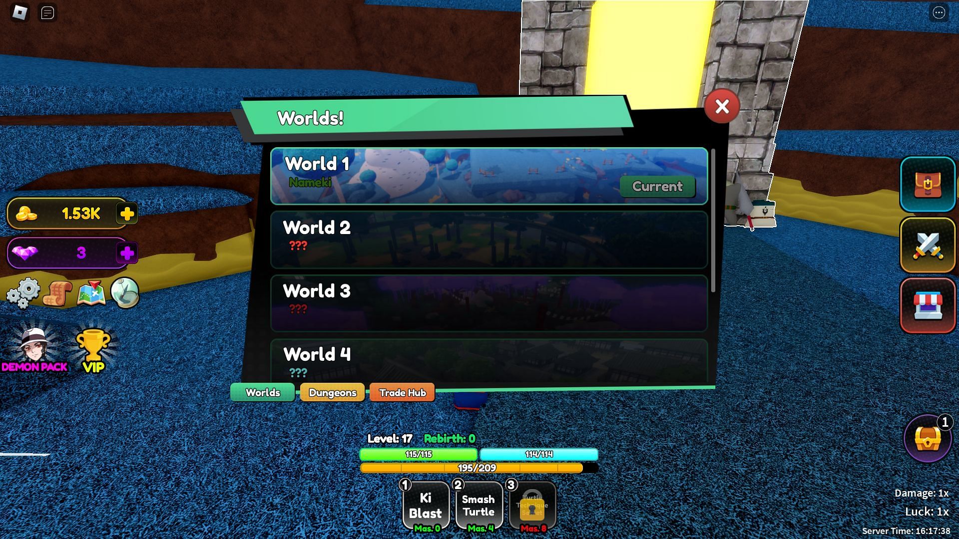 Regularly check your Quest log and also visit new worlds to gain the best experience (Image via Roblox)