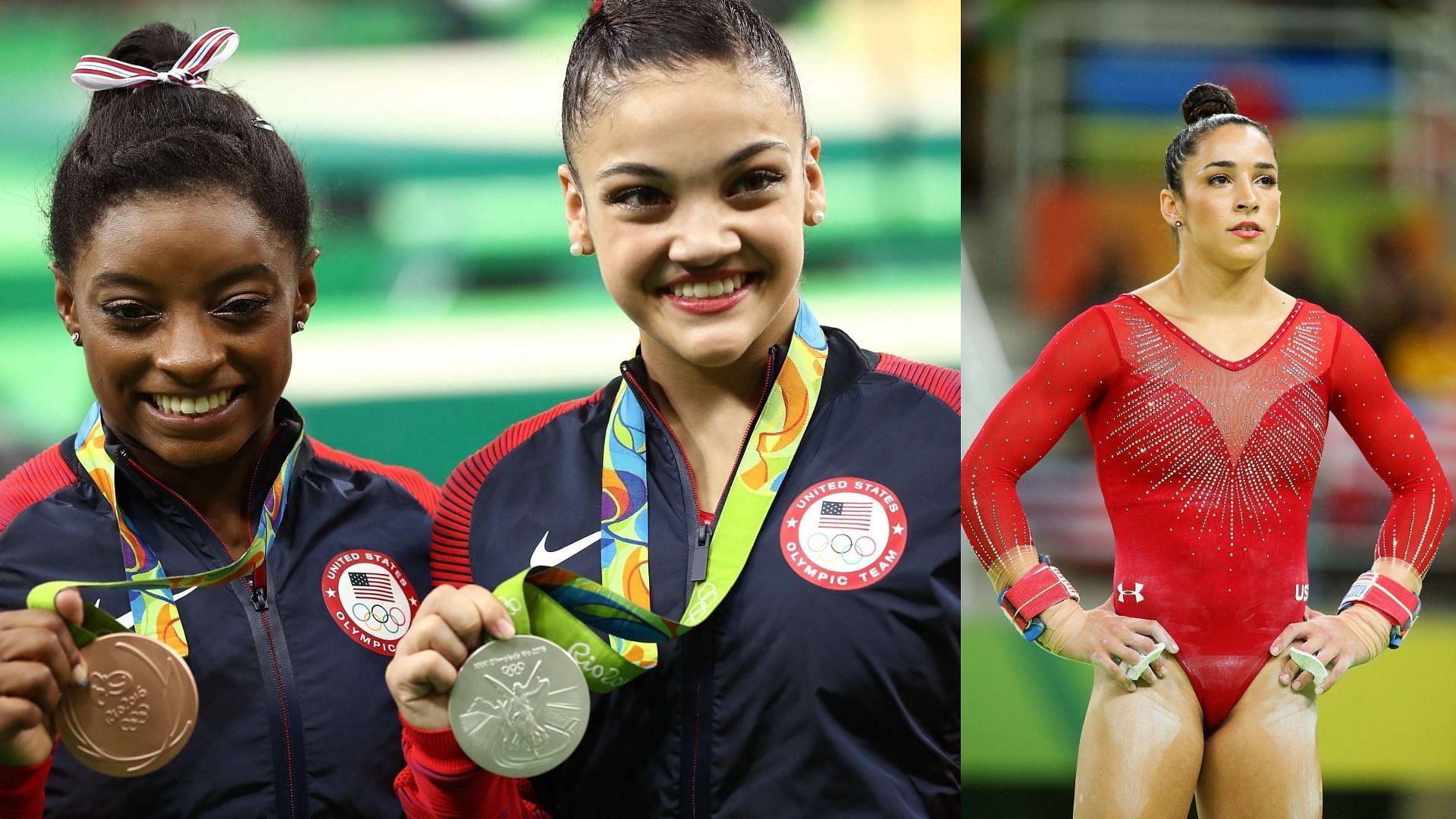 Laurie Hernandez, Simone Biles and Aly Raisman (Right) (Images via Getty)