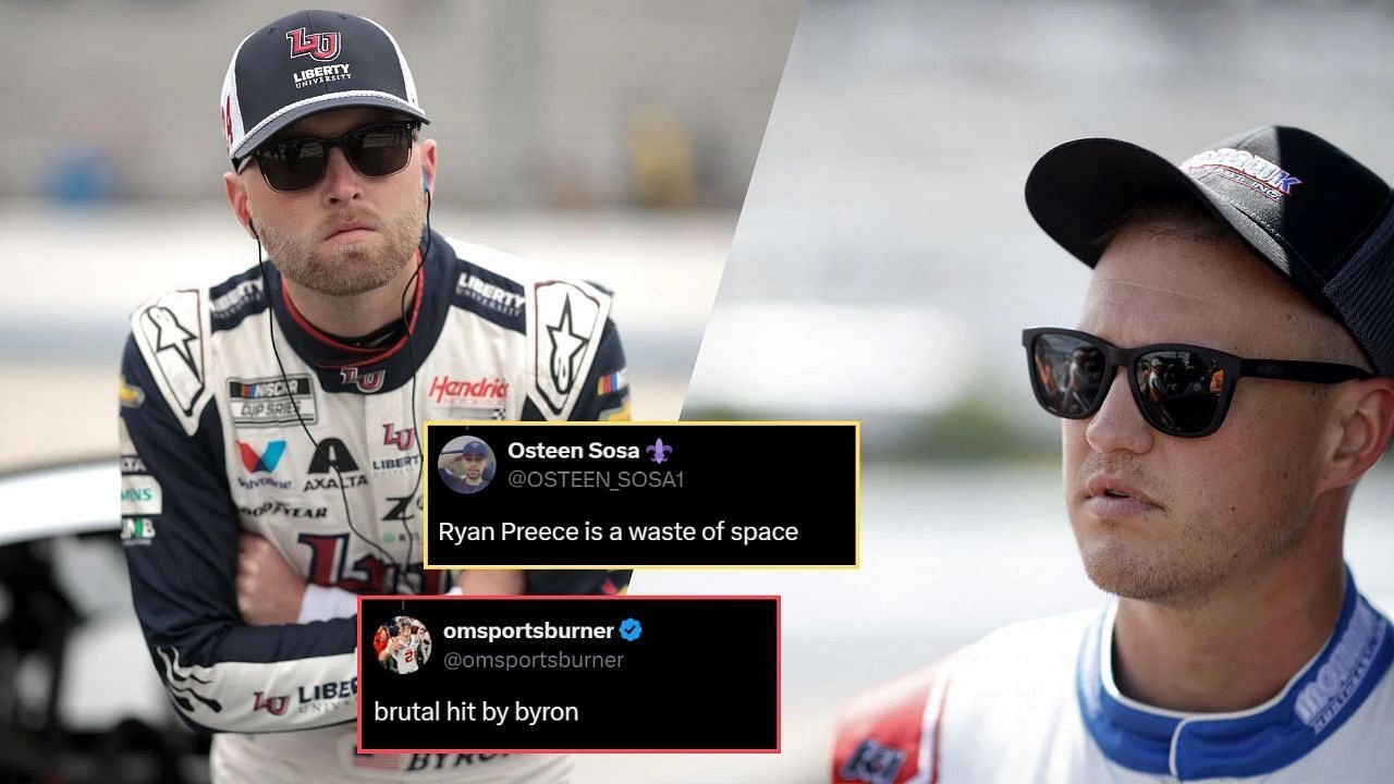 William Byron, Ryan Preece. Credit: Getty Images. Fan Reaction. Courtesy: x.com/omsportsburner and x.com/OSTEEN_SOSA1