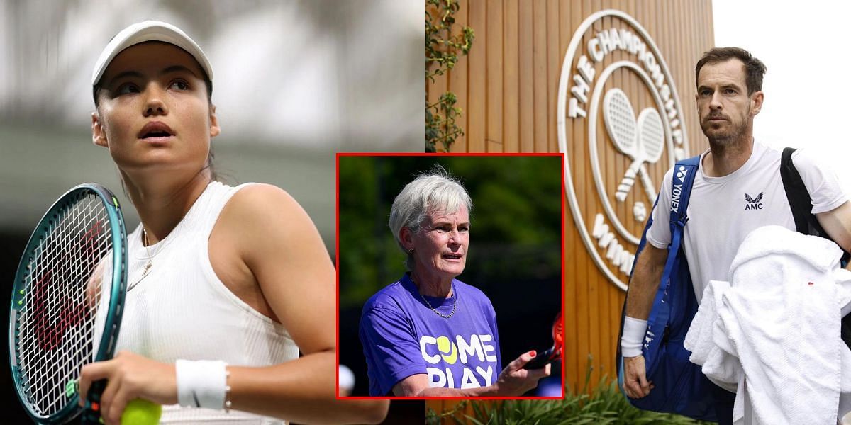 Emma Raducanu (L) Judy Murray (inset) Andy Murray (R). (Source: GETTY)