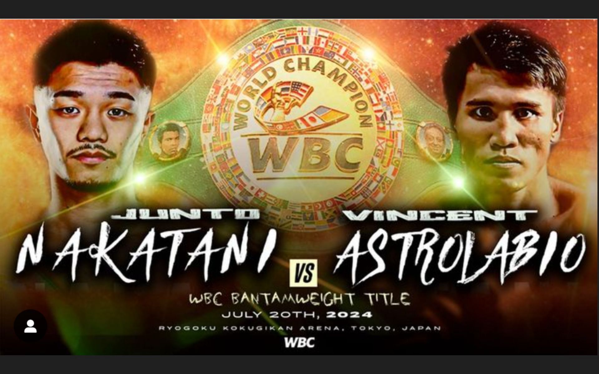 Junto Nakatani vs Vincent Astrolabio fight poster [Image credit: @wbc__asia on Instagram]