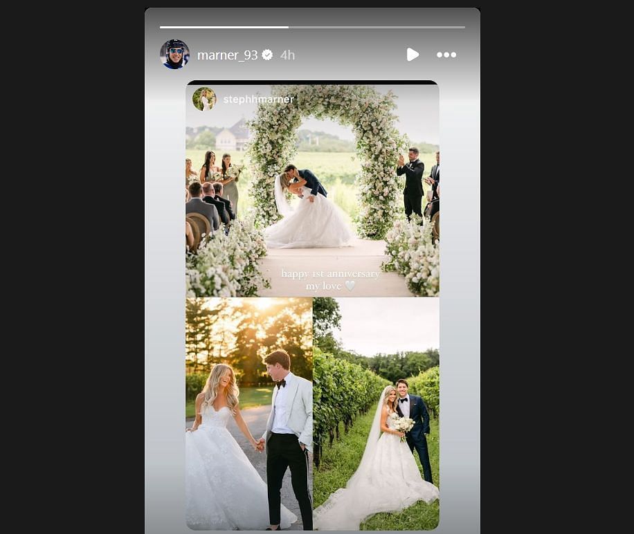 Mitch Marner and wife Steph celebrate their first wedding anniversary (Credit: Mitch Marner on IG)