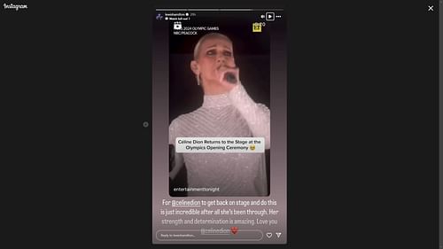 Lewis Hamilton praising Celine Dion's performance at the 2024 Paris Olympics Opening Ceremony (Image via Instagram/@lewishamilton)