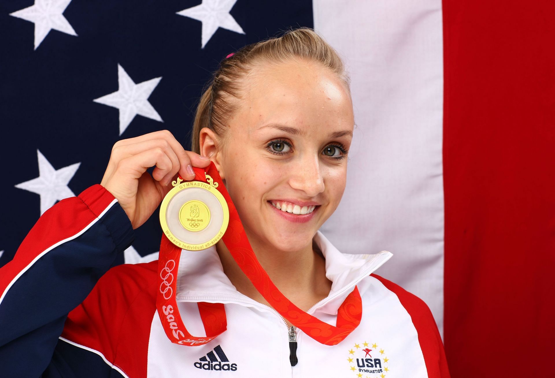 Nastia Liukin with her all around gold medal from Beijing Olympics [Image Source: Getty]