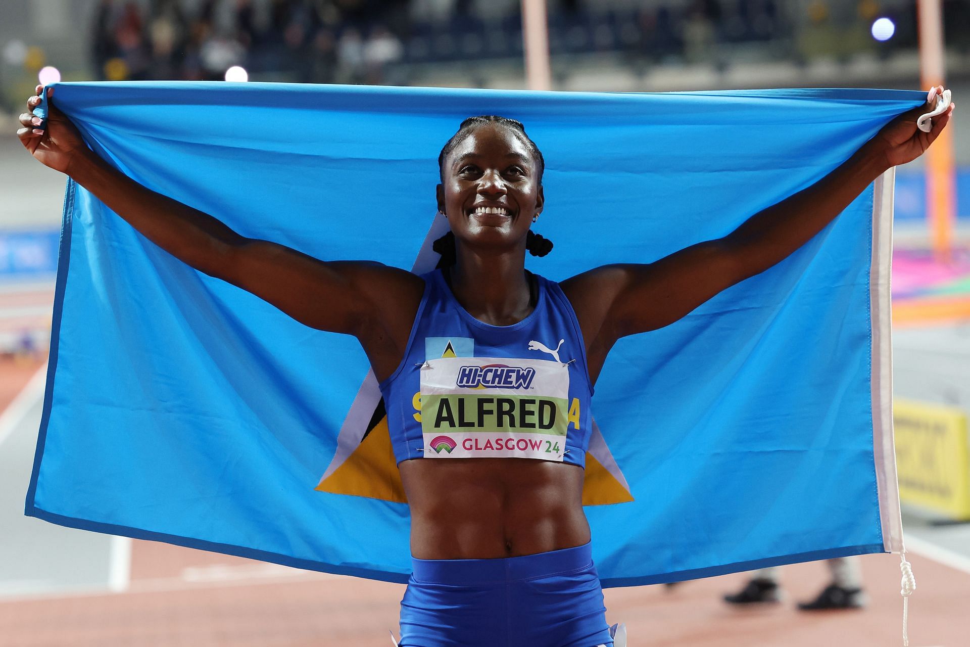 Julien Alfred won the 100m at the Diamond League leg in Monaco. (Photo by Ian MacNicol/Getty Images)