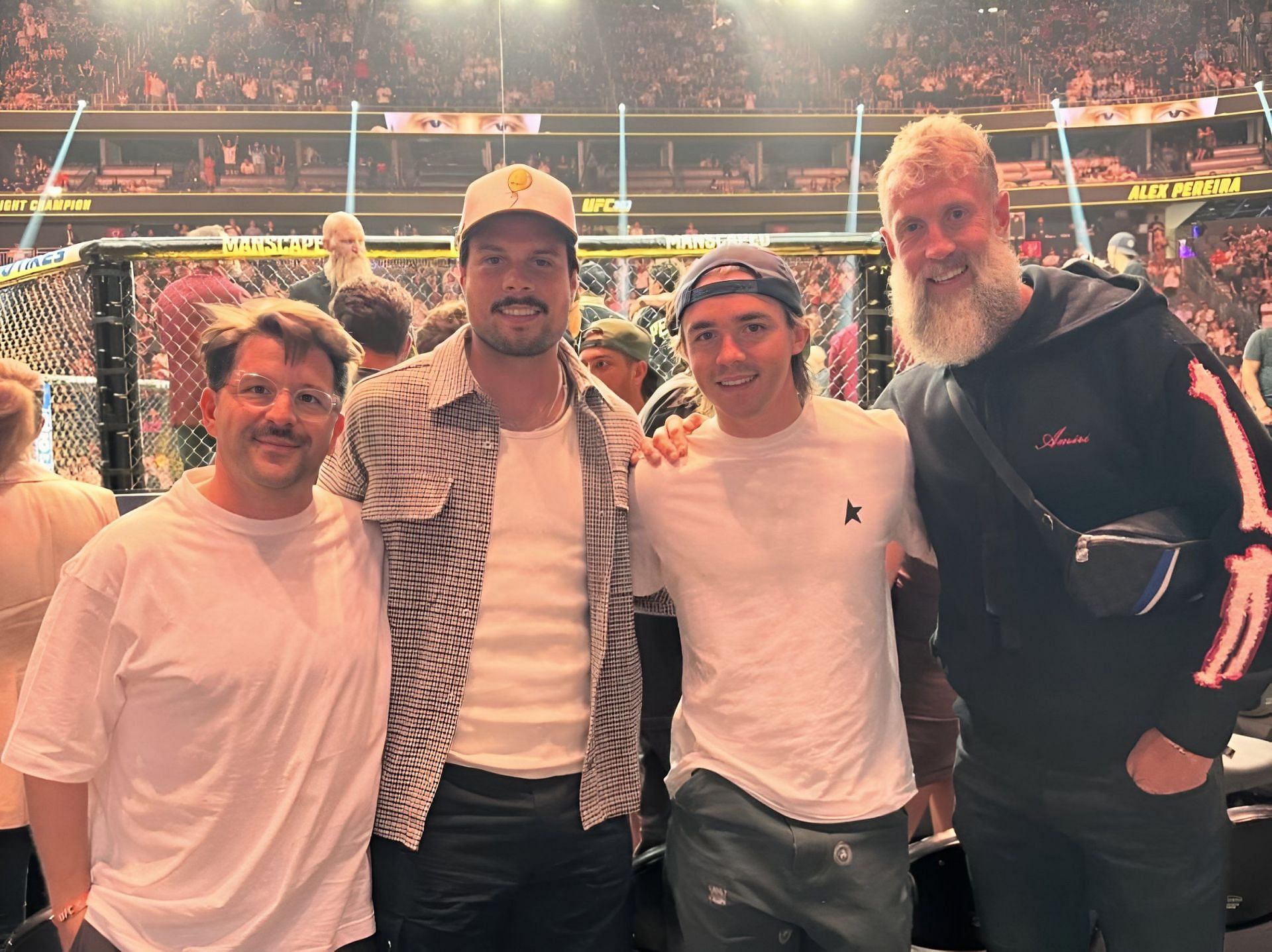 Maple Leafs fans excited to see Auston Matthews, Clayton Keller, and Joe Thornton linking up together at UFC 303 (Source: Auston Matthews/Instagram).