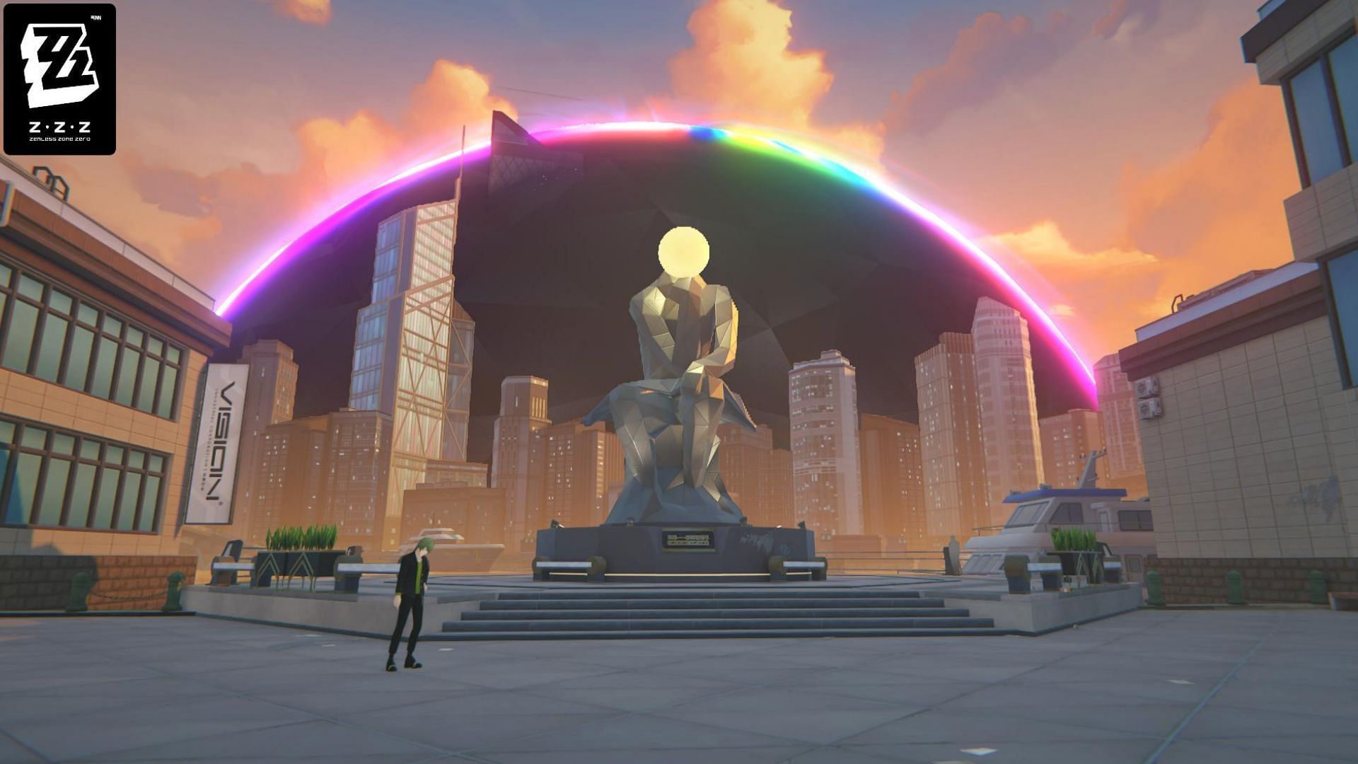 Image showing the Ballet Twins Road thinking statue in Zenless Zone Zero