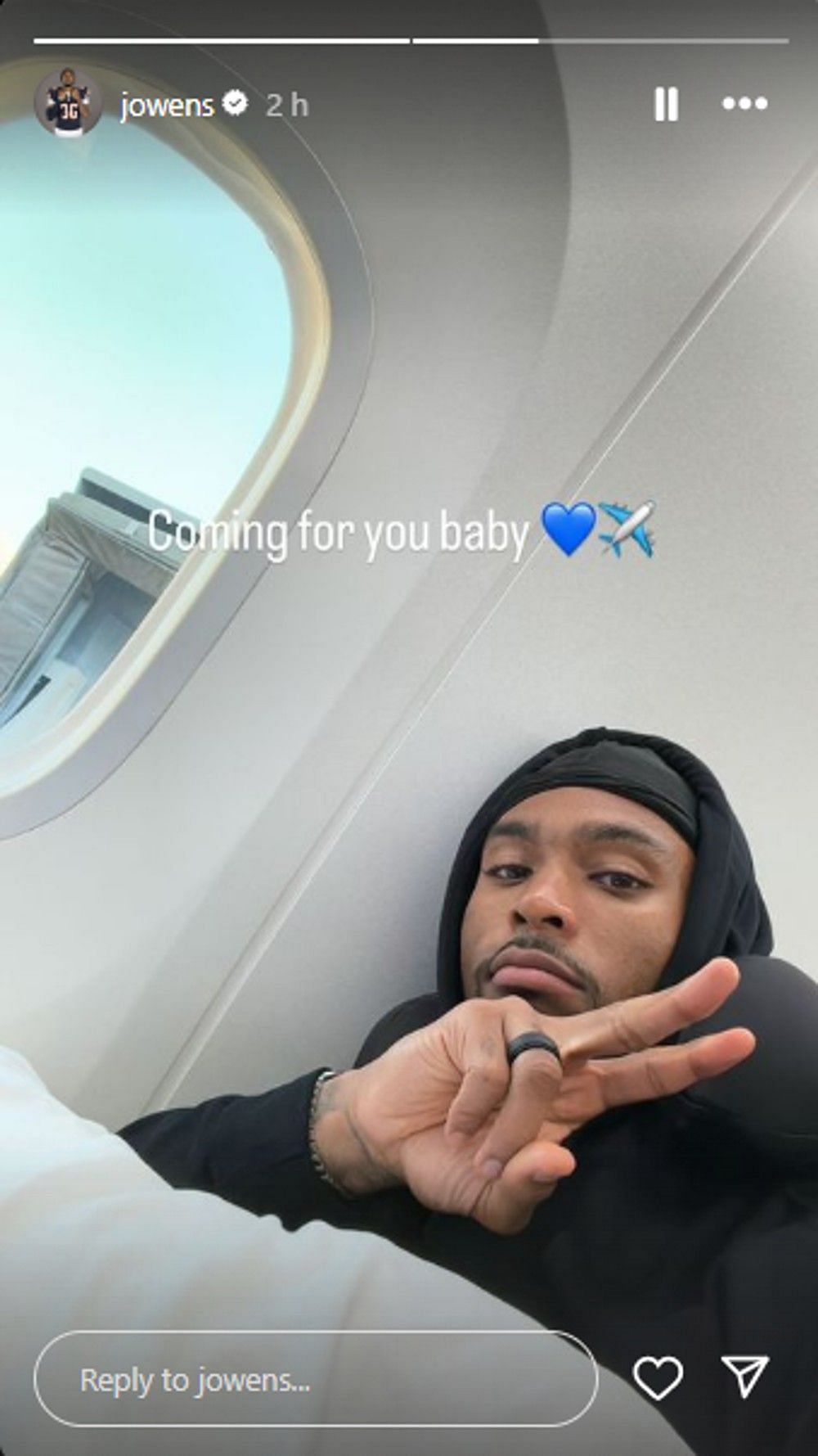 Screenshot of Jonathan Owen&#039;s Instagram story as he heads to Paris.