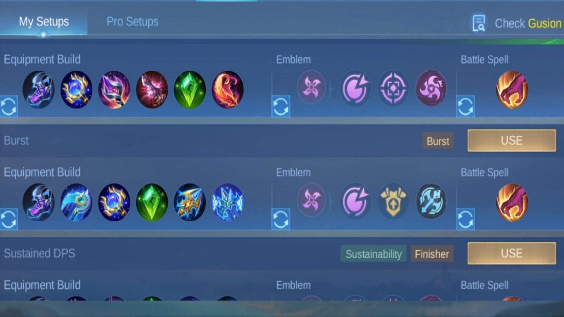 Best Equipment build for Gusion in MLBB (Image via Moonton Games)