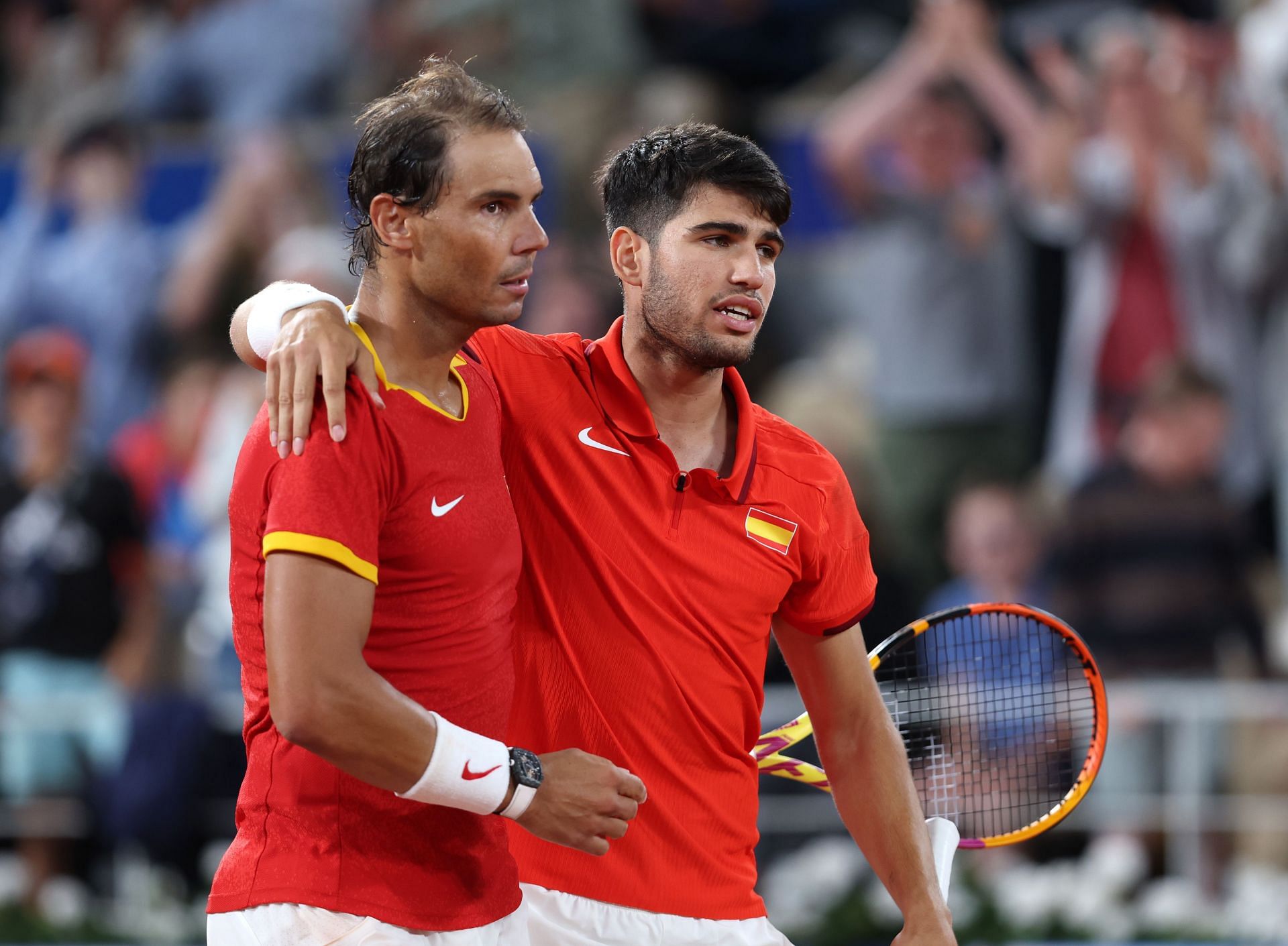 Carlos Alcaraz with his doubles partner Rafael Nadal (Image source: GETTY)