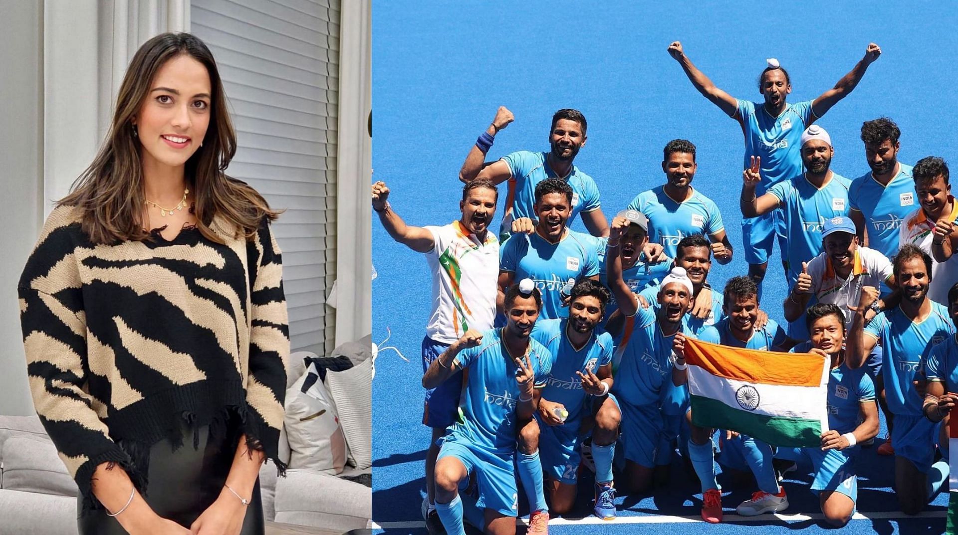 Karman Kaur Thandi wished the whole hockey team a good luck. (Images via Karman Kaur/Instagram and Getty)