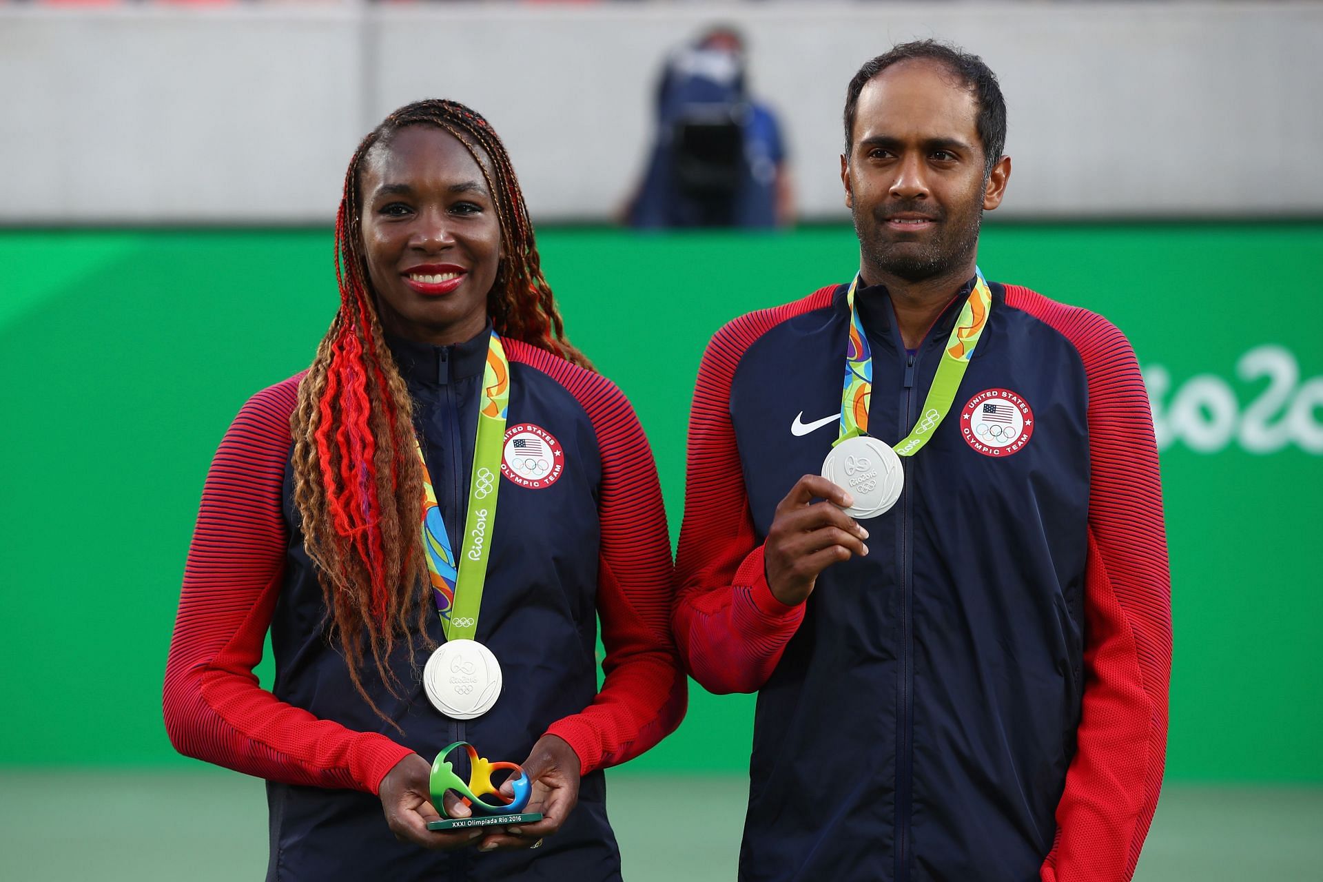 Venus Williams (left) with Rajeev Ram at the 2016 Rio Olympics