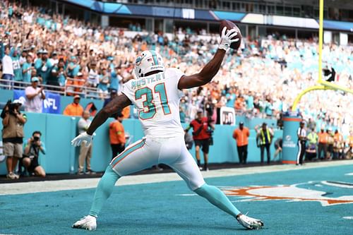 Raheem Mostert during New York Jets v Miami Dolphins