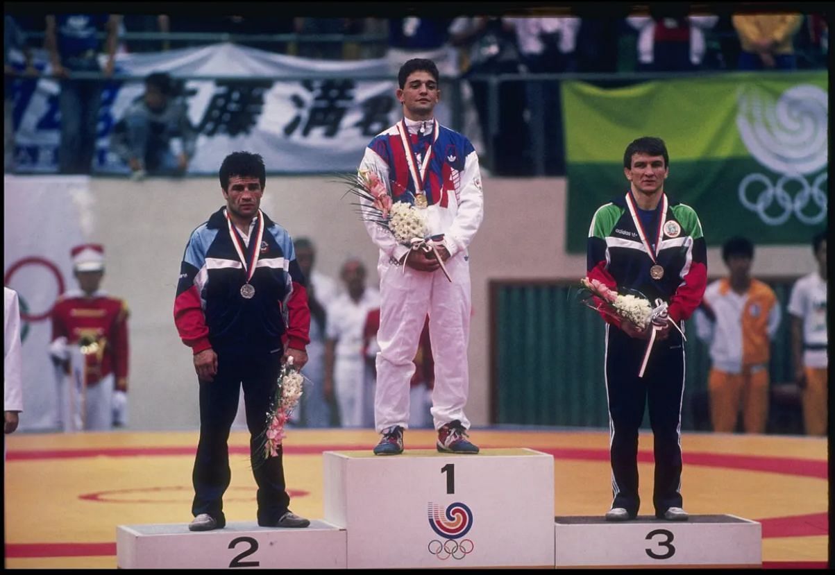 John Smith [C] with the gold medal at Seoul Olympics 1988