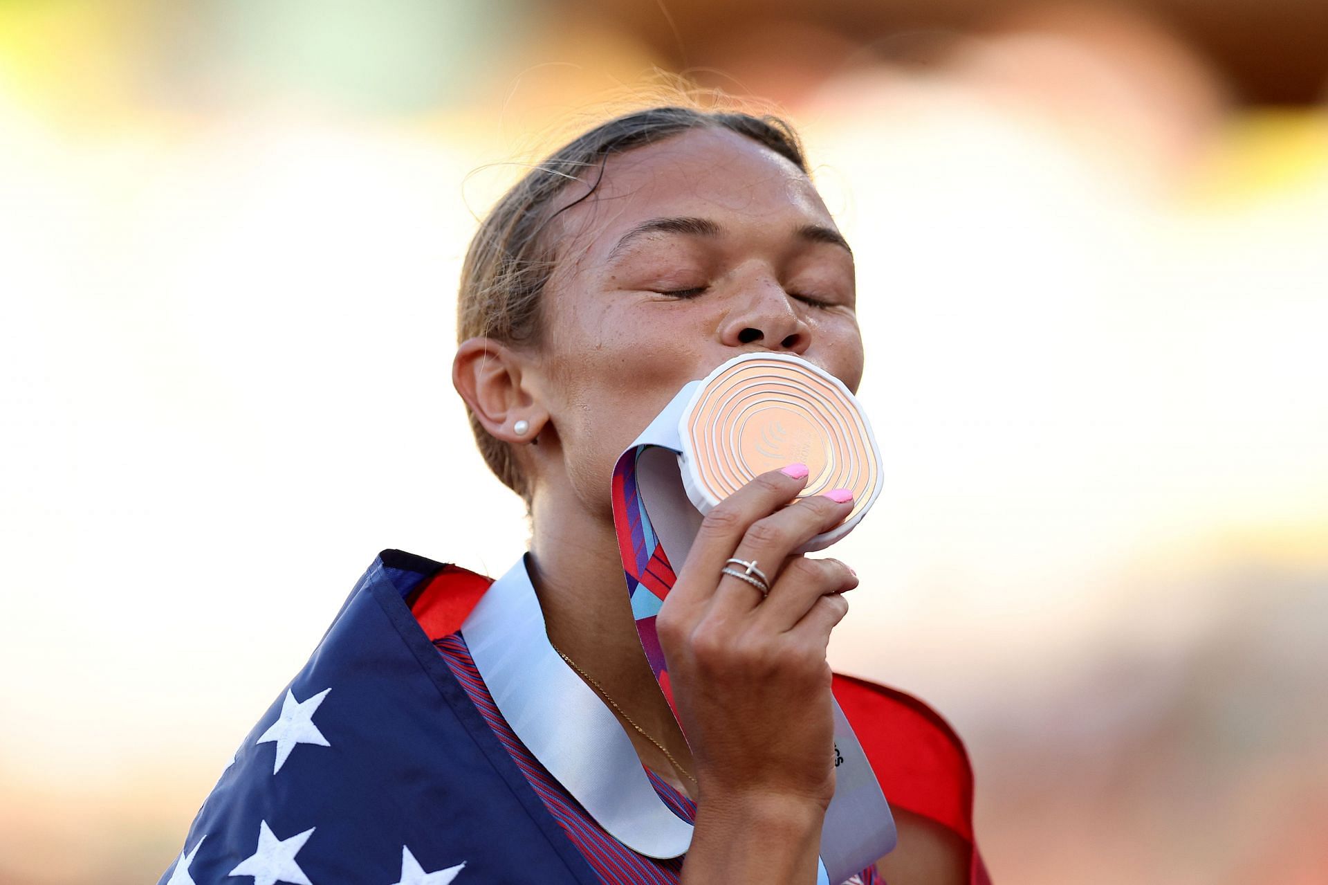 Anna Hall at the World Athletics Championships Oregon22 . (Photo by Patrick Smith/Getty Images)