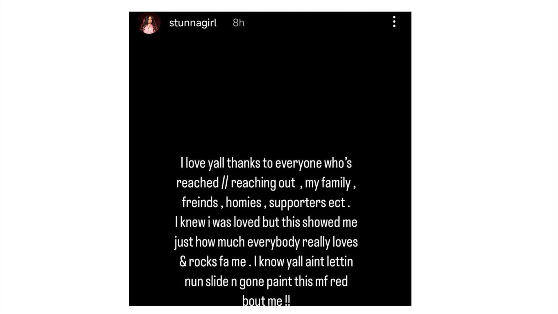 Stunna thanked everyone for the good wishes, (Image via @stunnagirl/Instagram)