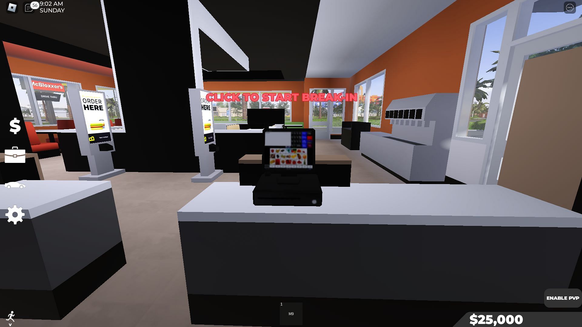 Starting a break-in at a diner (Image via Roblox)