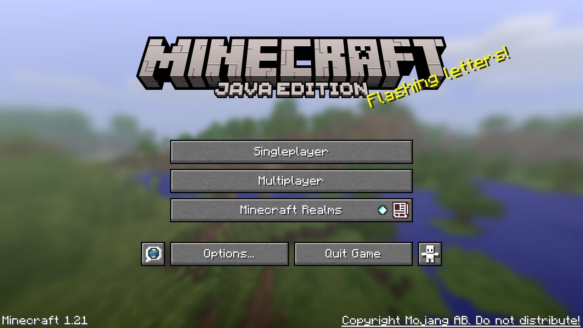 Java 1.21&#039;s main menu (Image via Mojang)